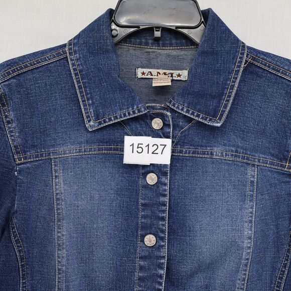 Vintage AMI Denim Jacket Women Size Medium Blue Trucker Cowgirl Western - Picture 9 of 9